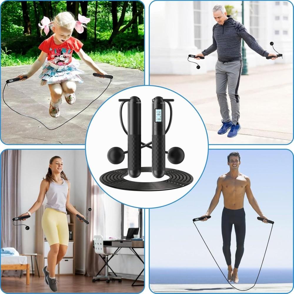 Small Room Optimized Skipping Rope, LCD Activity Tracker Cordless Weighted Design for Minimal Indoor Noise