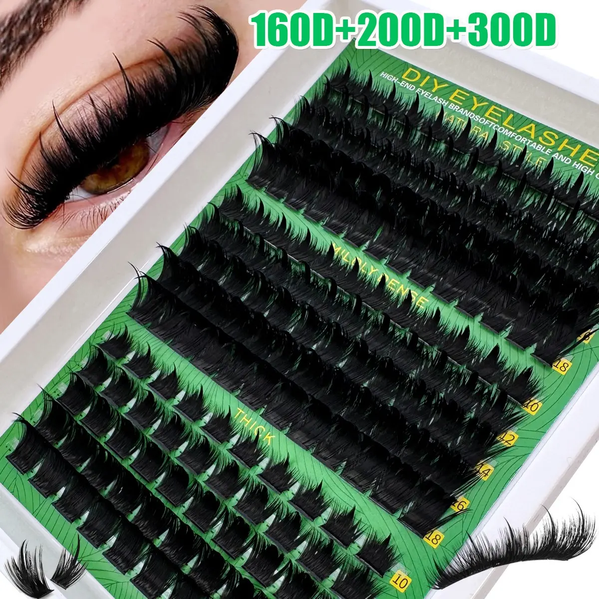 Spikes Lash Cluster Eyelash Extensions, Thick Spiky Individual Lashes, 10-18mm Mega Wispy, D Curly, DIY at Home, Anime Fairy Cluster Lashes, Volume Eyelash Clusters, Fluffy Volume Eyelashes