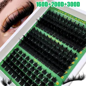Spikes Lash Cluster Eyelash Extensions, Thick Spiky Individuals Lashes, 10-18mm Mega Wispy, D Curly, DIY Home Use