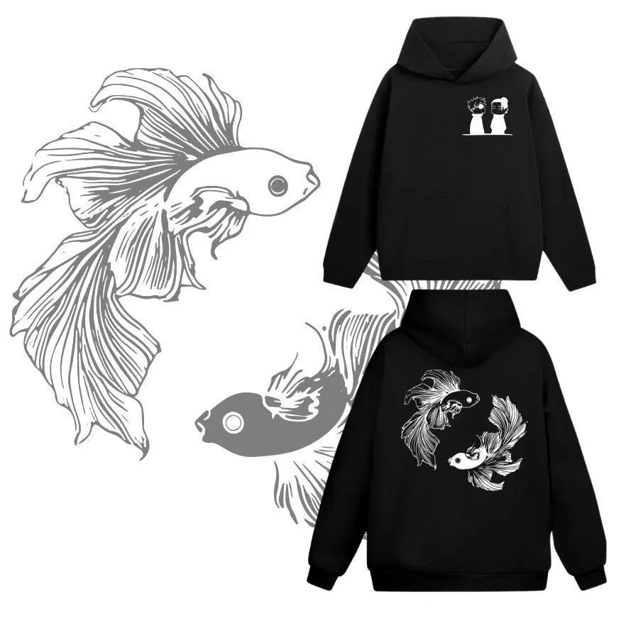 Jujutsu Kaisen Hoodie, Chibi x Betta Fish Hoodie, JJK Anime Gift For Fans - Unisex Trendy Hoodie, Sweatshirt, T-Shirt 2 Sided Classic - Graphic Tees For Women And Men