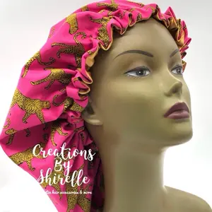 Cheetah print Satin Bonnet  Protects Hair from Damage Frizz and Breakage Gentle on Curly & Straight Hair