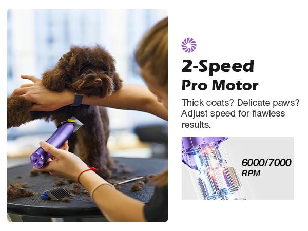 Fuzzyfix NOVA Professional Dog Grooming Clippers, Cordless Rechargeable Pet Grooming Kit with 5-in-1 Adjustable Blade, 2-Speed Dog Hair Trimmer and Metal Guide Combs for Dogs Cats Horses