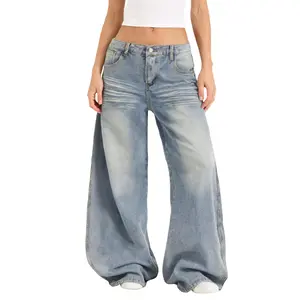 FAIABLE Men & Women Vintage Curved Wide-Leg Jeans Loose Casual Pants Street Style Comfortable Versatile Bottoms for Daily Wear Flattering Fit All-Day Wear Easy to Match Denim