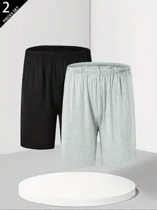 Men's Sleepwear Loungewear Shorts Set, Polyester Blend Casual Pants for Spring Summer Fall Seasons, Comfortable Independent Undergarments