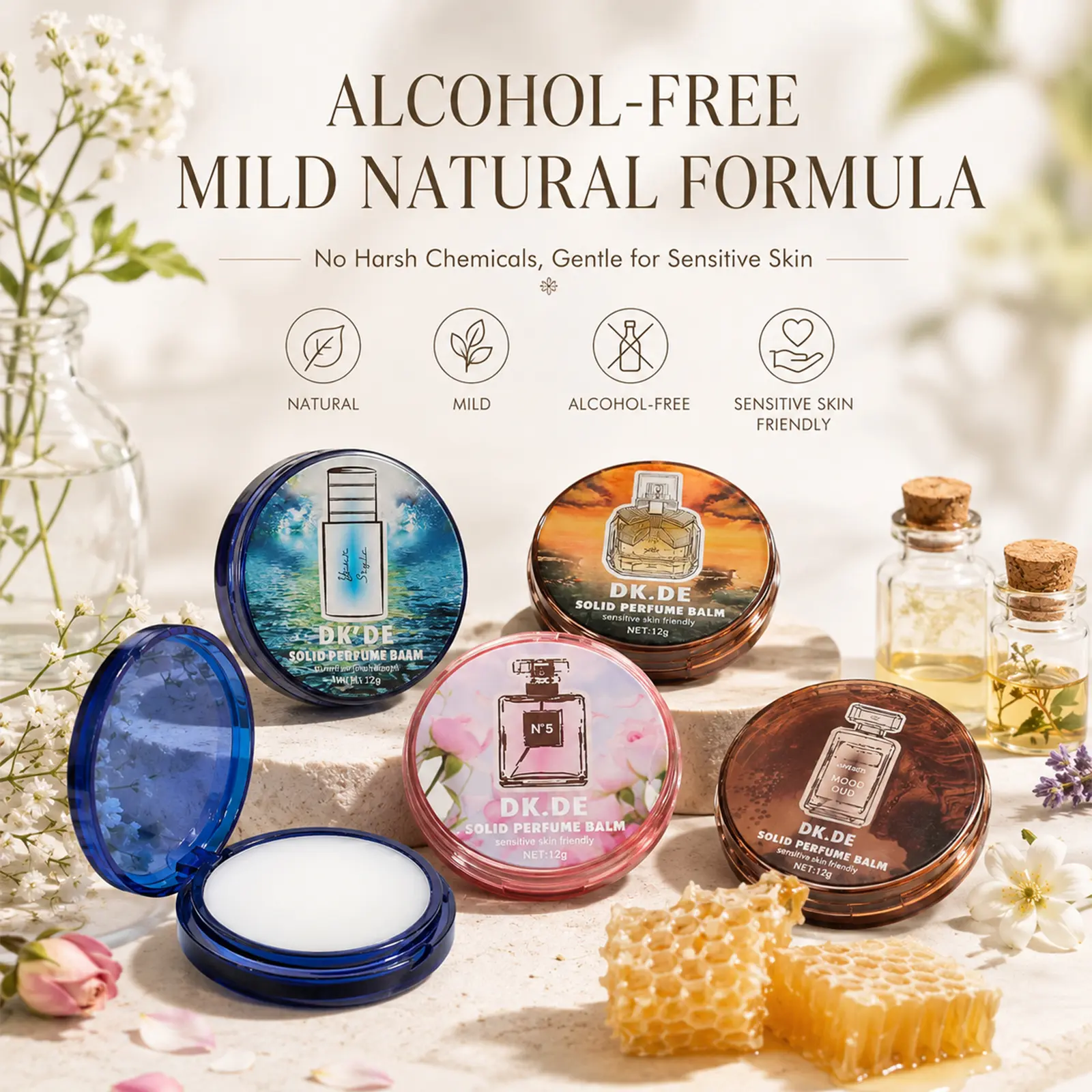 Solid Perfume Balm - 6 Fragrance Scents Set, Long Lasting Freshness, Portable Compact, 13g Each, Daily & Travel Essential Women's Body Mist peach eyeshadow