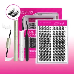 VEYESBEAUTY Velvet Wing Lashes Ultra-thin Invisible Band Cluster Lashes Kit sexy fox look Soft and Voluminous Eyelash Extensions Makeup Cosmetic
