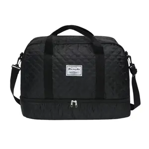 Stylish & Durable Oversized Duffel Bag with Waterproof Compartment, Multi-Functional Carry & Side Pockets for Travel & Gym, Lightweight, Water-Resistant, Argyle Pattern Luggage Bag with Multiple Compartments, Reinforced Handles, and Breathable Mesh Panels