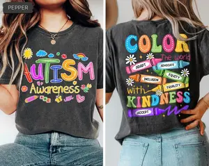 Autism Awareness Shirt: 2-sided Print, SPED Teacher T-shirt, Special Education Shirt, Brushstroke Autism Shirt, ADHD Autism Mom Gift