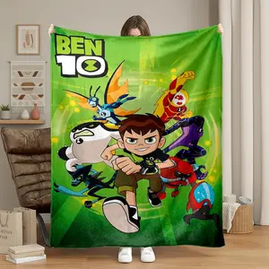 1pc Ben 10 Universe Hero Theme Flannel Fleece Blanket, Super Soft Cozy Warm Throw, Lightweight & Breathable for Bed, Sofa, Office, Travel, Camping, Home Decor & Housewarming Gift.