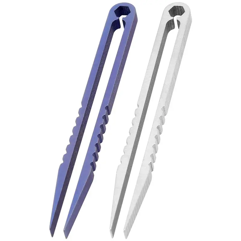Brand New 2-Pack Mini Titanium Alloy Tweezers Duo Set, 83mm Lightweight Rust-Resistant Nontoxic Practical EDC Accessory with Keyring Loop, Easy to Carry & Convenient for Travelling, Hiking & Household Appliance Repair