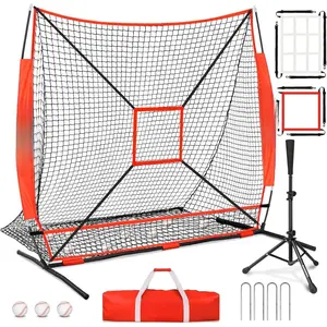 6'x6' Baseball Softball Practice Net,Baseball Backstop,for Hitting Pitching Batting Catching with Bow Frame,Bonus Strike Zone,Target