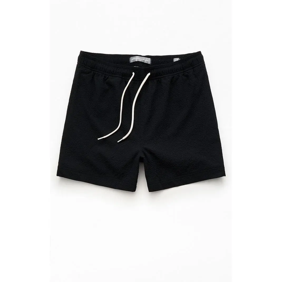 Pacsun Men's Solid Black Seersucker 4.5" Swim Trunks