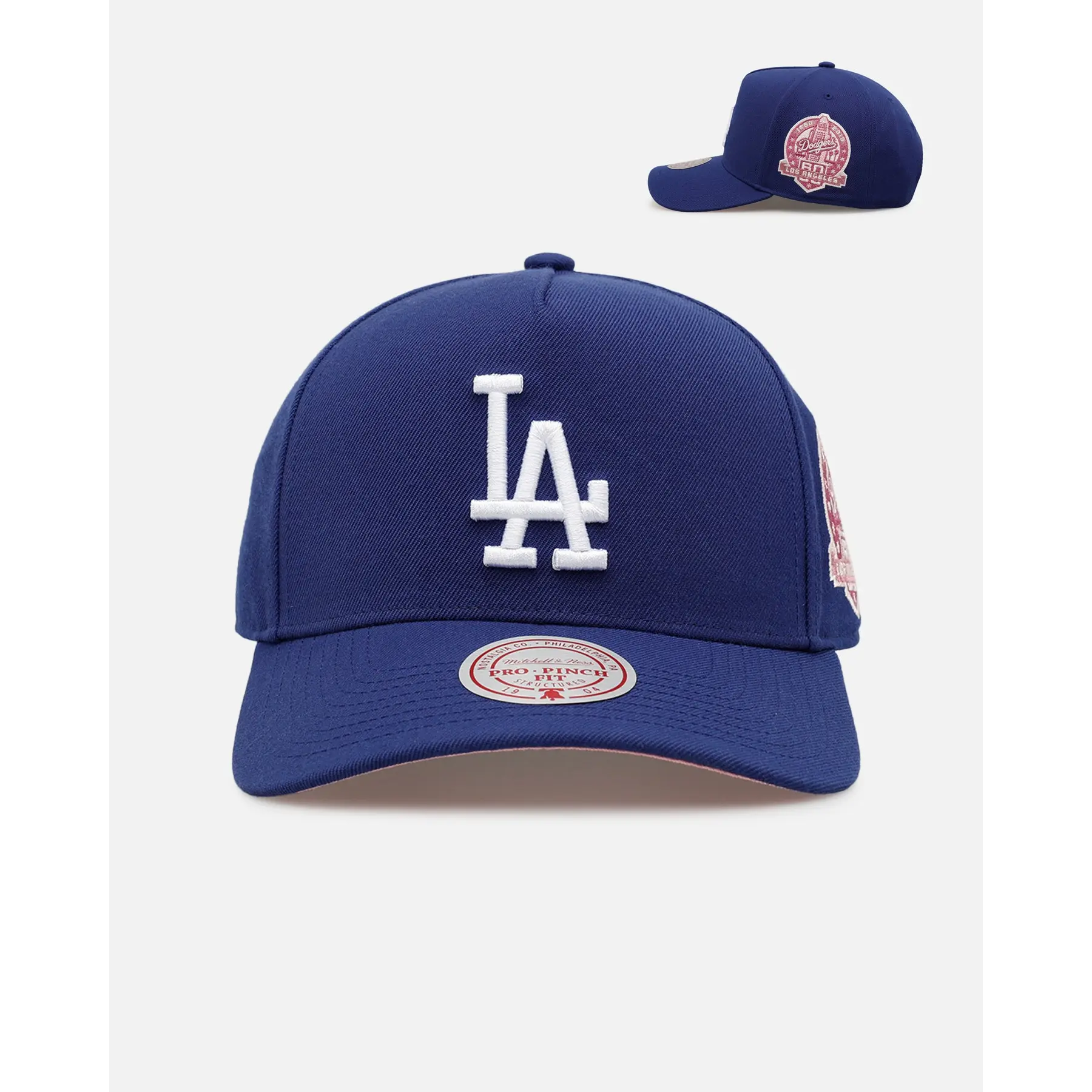 Mitchell & Ness Los Angeles Dodgers 'Pink Side Patch' Pro Pinch Snapback Official Team Color