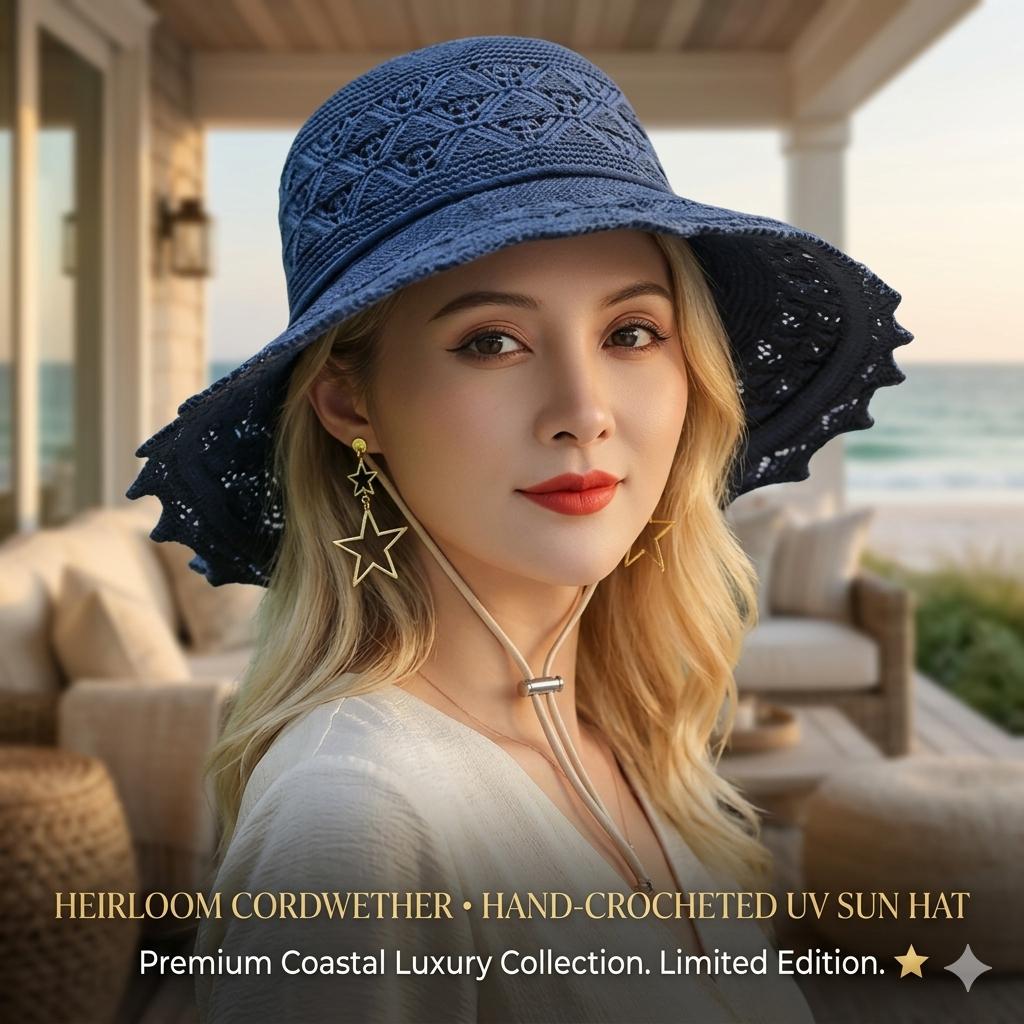 [2026 Trend] Luxury Floral Crochet Sun Hat - Ultra Wide Brim UV Protection - Elegant Foldable Lace Beach Cap for Women - The Perfect Summer Vacation Essential & Gift
