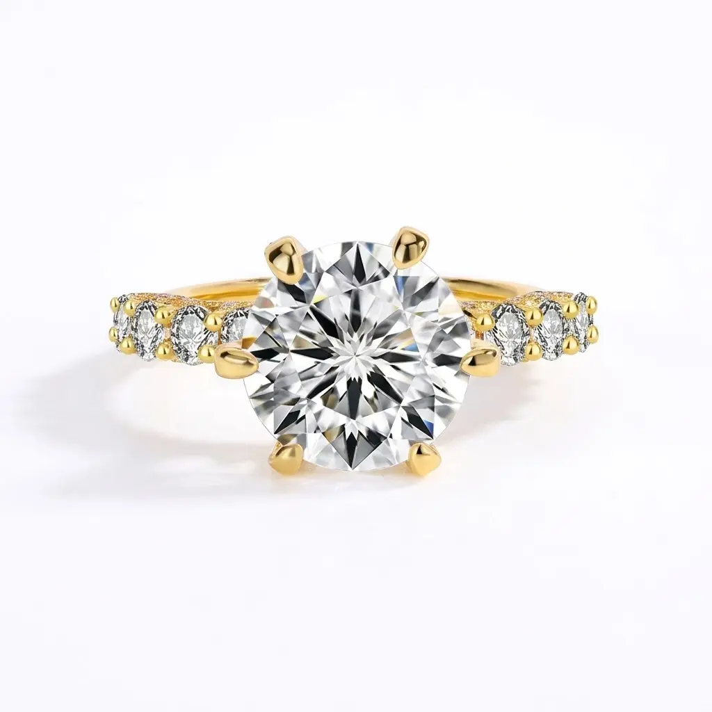 (Engagement Ring 2/3/5CT) 925 Sterling Silver Synthetic Moissanite Ring