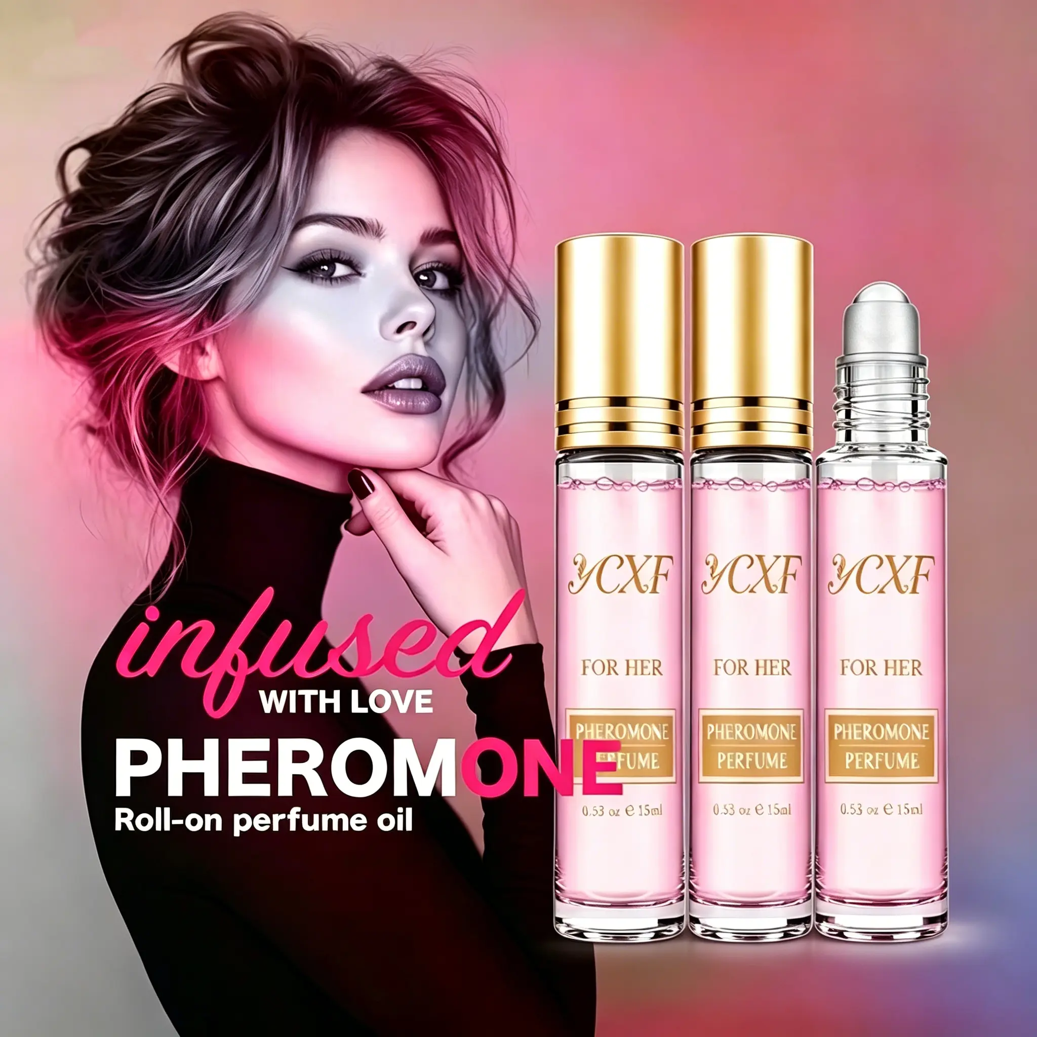 3-Piece Set of Women's Pheromone Perfume | Long-Lasting Pheromone Roll-On Perfume | Female Pheromone Oil to Attract Men | Perfect for dates and everyday use; an ideal gift for Mother's Day, birthdays, and Christmas. 15ml mini perfume