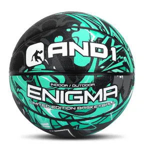 AND1 Enigma Indoor/Outdoor Intermediate Premium Rubber Basketball, Teal and Black, 28.5 in