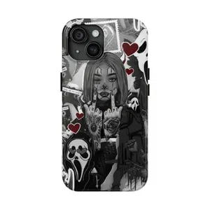 Y-Dark and Cool Girl Phone Case,Gothic style phone case,for iPhone 16 15 14 13 12 11 17Pro Max,for Samsung S25 S24 S23 S22 Ultra,Protective Cover,give her/him a gift for Christmas and Thanksgiving