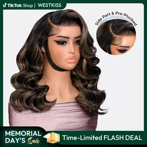 West Kiss Ready To Go Highlight Right Side Part Wigs LayerCut Body Wave 6x8 Lace Closure Wig Pre Cut Pre Plucked tiktokshopmemorialday