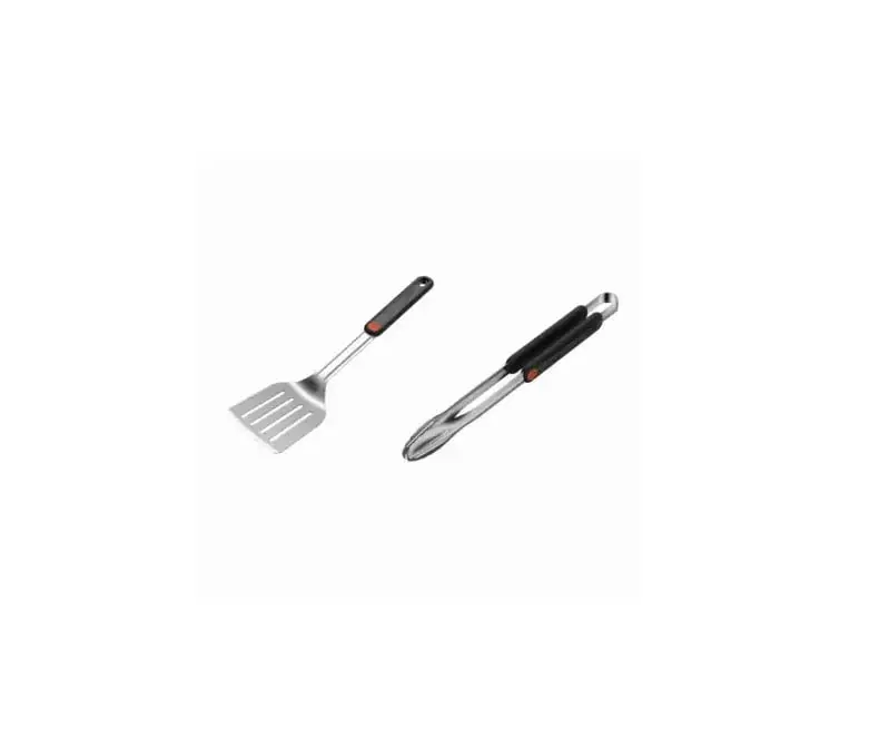 Mr. Bar-B-Q 152522 2-Piece Barbecue Cooking Tool Set - Spatula, Tongs, Durable Plastic Q Branded Patented Handle