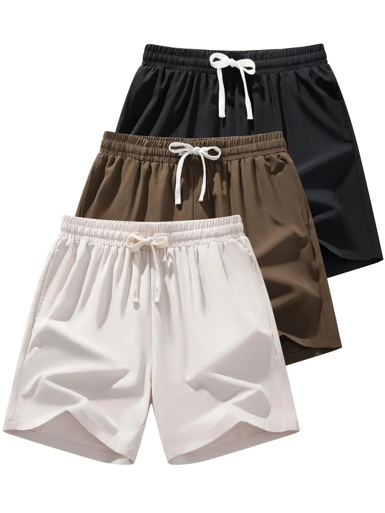 Men’s Ice Silk Elastic Gym Shorts - Cool Touch, Breathable, Quick-Dry Drawstring Shorts for Everyday Wear & Sports Casual, Elastic Men's Shorts