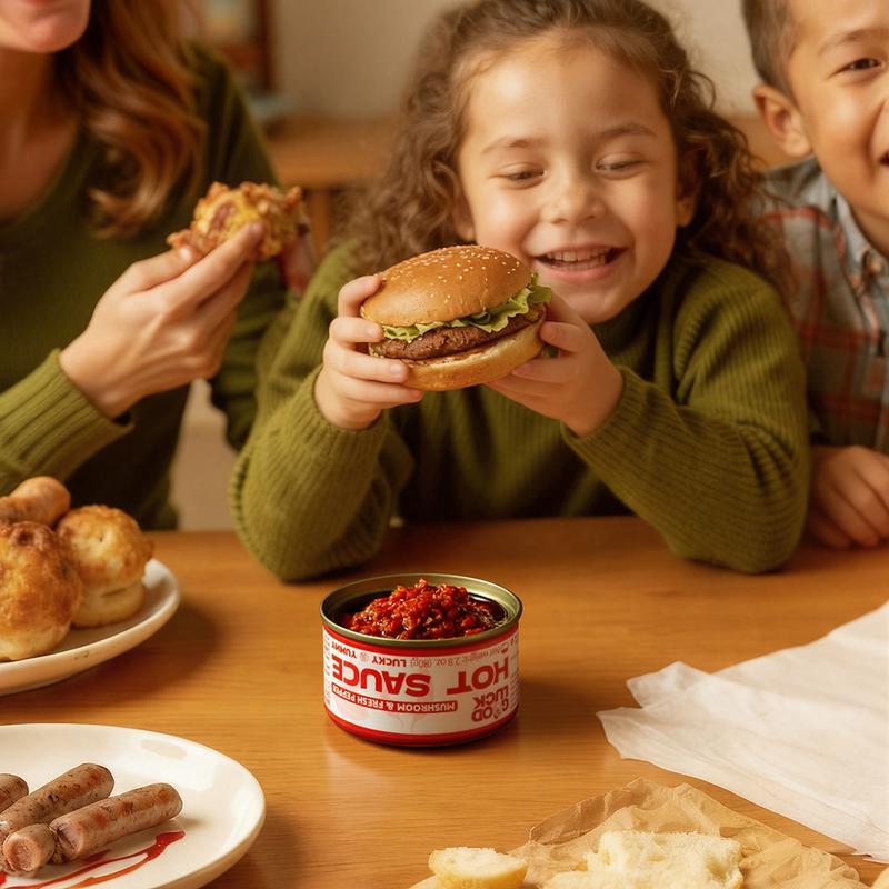 Low-calorie Healthy Salad Mushroom Chili Sauce Mixed Pack – 6 mini cans per box, with a delicious mushroom and soybean flavor. An amazing vegan choice, perfect for family meals and outdoor gatherings!