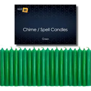 - Set of 20 Green Spell & Chime Candles -  Mini Taper Candles for Rituals, Prayer, Birthdays, Meditation, Altar, Spells, Chime Candles - 4 Inch Tall, Unscented (Green)