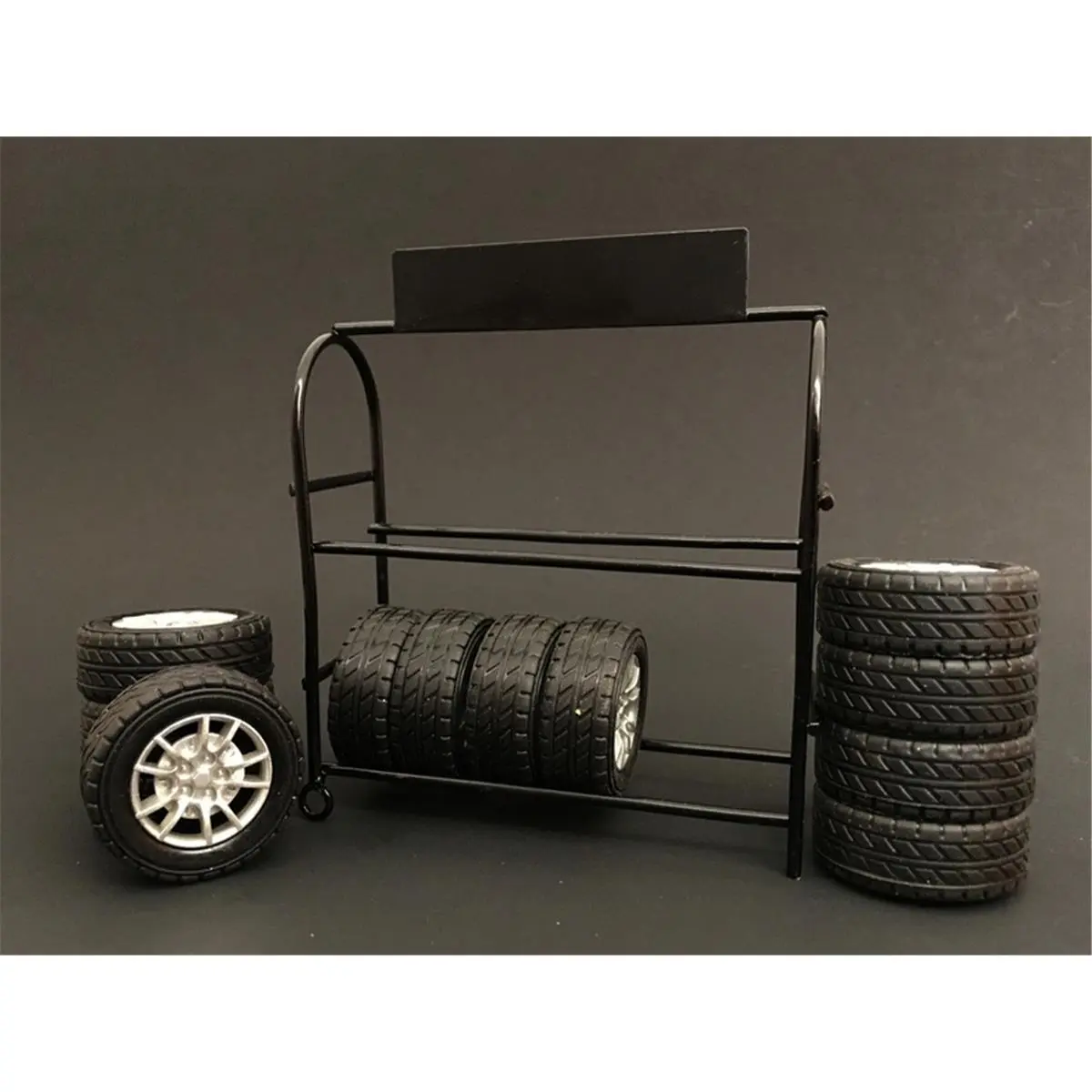 212 MAIN Metal Tire Rack Organiser - 4"h x 1.75"w x 3.5"l Home Supplies Storage Holder for 1:24 Scale Diecast Metal Model Cars with Opening Doors, Hood, Trunk, Steerable Wheels, Rubber Tires, Rims