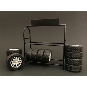 Metal Tire Rack with Rims & Tires for 1 isto 24 Diecast Model Car