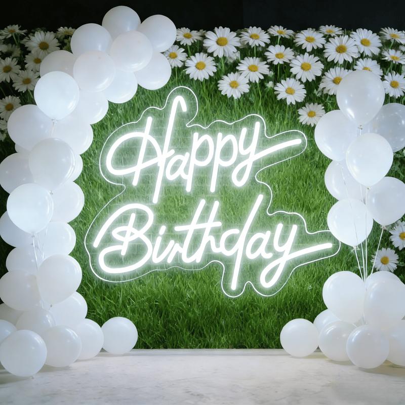 Happy Birthday Neon Wall Decor, LED Lighting Signs Birthday Decor, Home Decor Birthday Lighting LED Signs, Perfect for All Parties - The Best Personalized Birthday Gifts for Girls and Boys (16 ", Warm White)