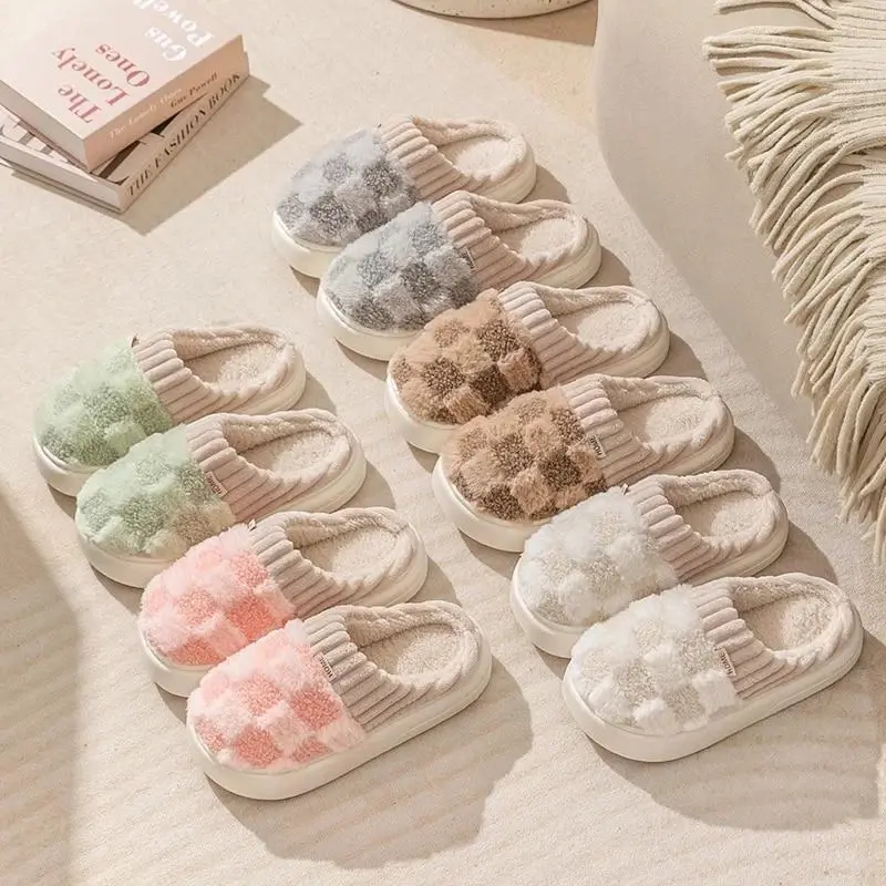 Home Slippers for Women & Men, Cozy Slip-on Fuzzy Memory Foam Slippers Warm Cotton Soft Lightweight House Indoor Shoes Footwear Flipflop Women Slippers