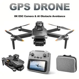 YCMDCGIE Professional 8K GPS Drone: 3-Way AI Obstacle Avoidance, Foldable Quadcopter with Upgraded Screen, Brushless Motor & 50 Mins Long Endurance