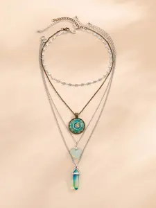 Boho Style Heart & Geometric Charm Necklace As Gifts for Girlfriend, Love Heart Necklace, 2024 New Trendy Star Design Chain Necklaces for Women, Fashion Women Accessories for Daily & Party Decoration, Trendy Charms Necklace