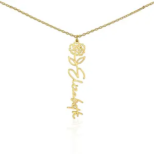 Custom Name Necklace + Personalized Birth Flower + Greeting Card - Birthday Gifts for women