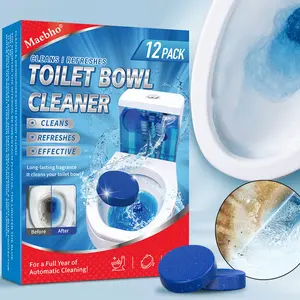 Automatic Toilet Cleaner Tablets, Effective Deep Cleaning Agent for Toilet Tanks, 12 Tablets/Box, Household Toilet Cleaner for Descaling, Deodorizing, Stain Removal, and Fresh Scent