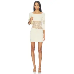 Frankies Bikinis Festival Cloud Knit Mini Dress in Bunny