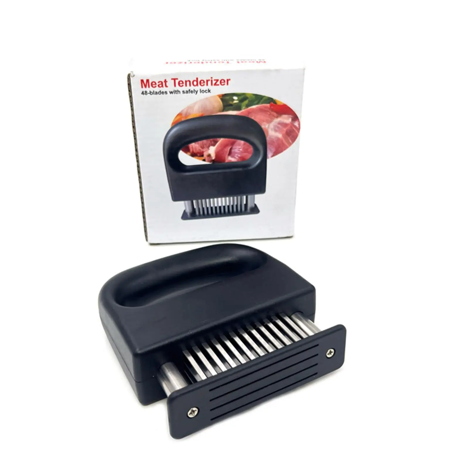 【Summer Sale Deals】Professional Spring-Loaded Meat Tenderizer, Meat Tenderizer with 48 Stainless Steel Blades, Heavy Duty Kitchen Gadget, For Quick Marinating and Tenderizing Tough Cuts