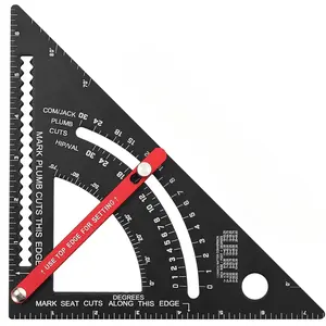 7-inch woodworking triangle ruler, adjustable aluminum combination square set, ideal for carpentry and construction.