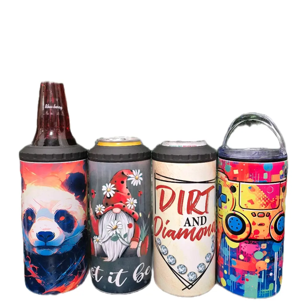 4 in 1 Can Cooler Tumbler Combo with Built in Bottle Opener