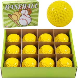 12 Pack Yellow Dimpled Baseballs - Training Ball Practice Baseball - 9 inch Pitching Machine Baseballs - Perfect for Pitching, Hitting, Batting, and Fielding