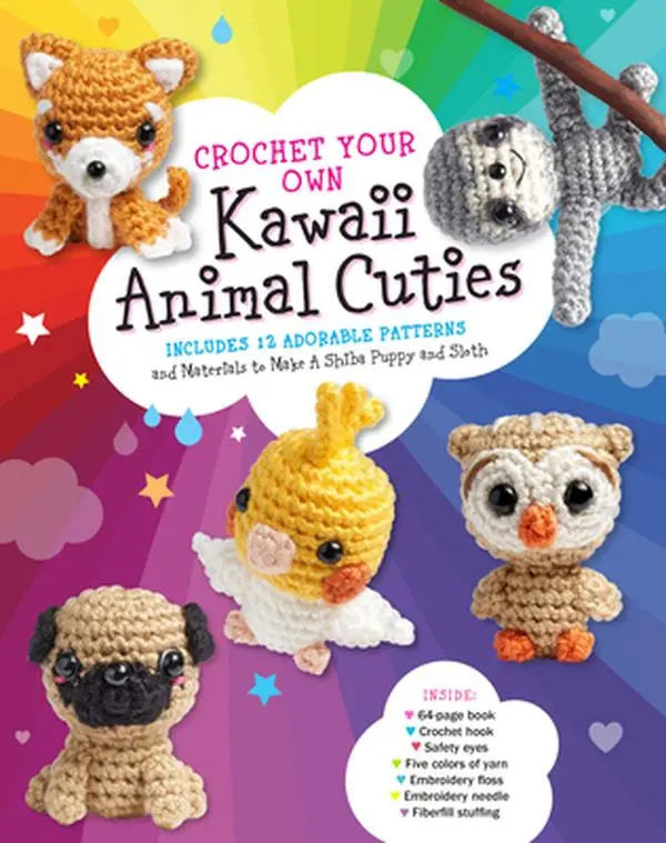 USED Book - Crochet Your Own Kawaii Animal Cuties: Includes 12 Adorable Patterns and Materials to Make a Shiba Puppy and Sloth - Inside: 64 Page Book, Crochet Hoo by Gálusz, Kati (Misc.) - english