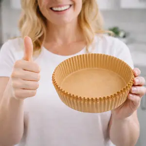 Air Fryer Paper Liners,50Pcs Parchment Paper, Air Fryer Disposable Liner for Microwave, Non-Stick Round Free of Bleach (8IN) Bakeware Kitchen