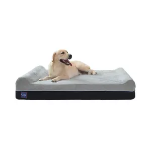 Laifug Orthopedic Memory Foam Extra Large Dog Bed with double Pillow (50"x36"x10") Durable Water Proof Liner & Removable Washable Cover & Smart Design