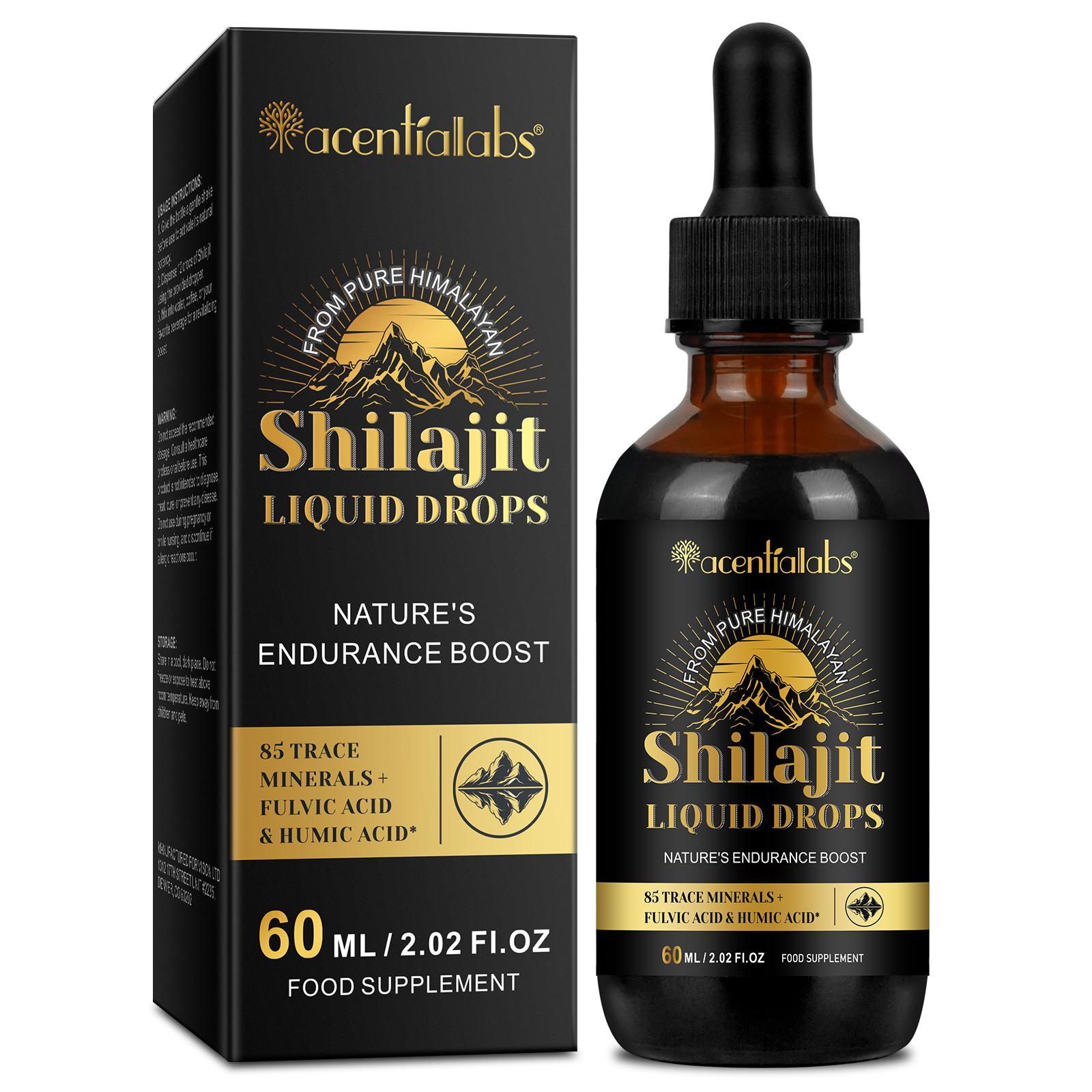 【live】Acentiallabs Shilajit Resin Organic Liquid Supplement, Shilajit Himalayan Organic, Contain 85 Trace Minerals 60ml