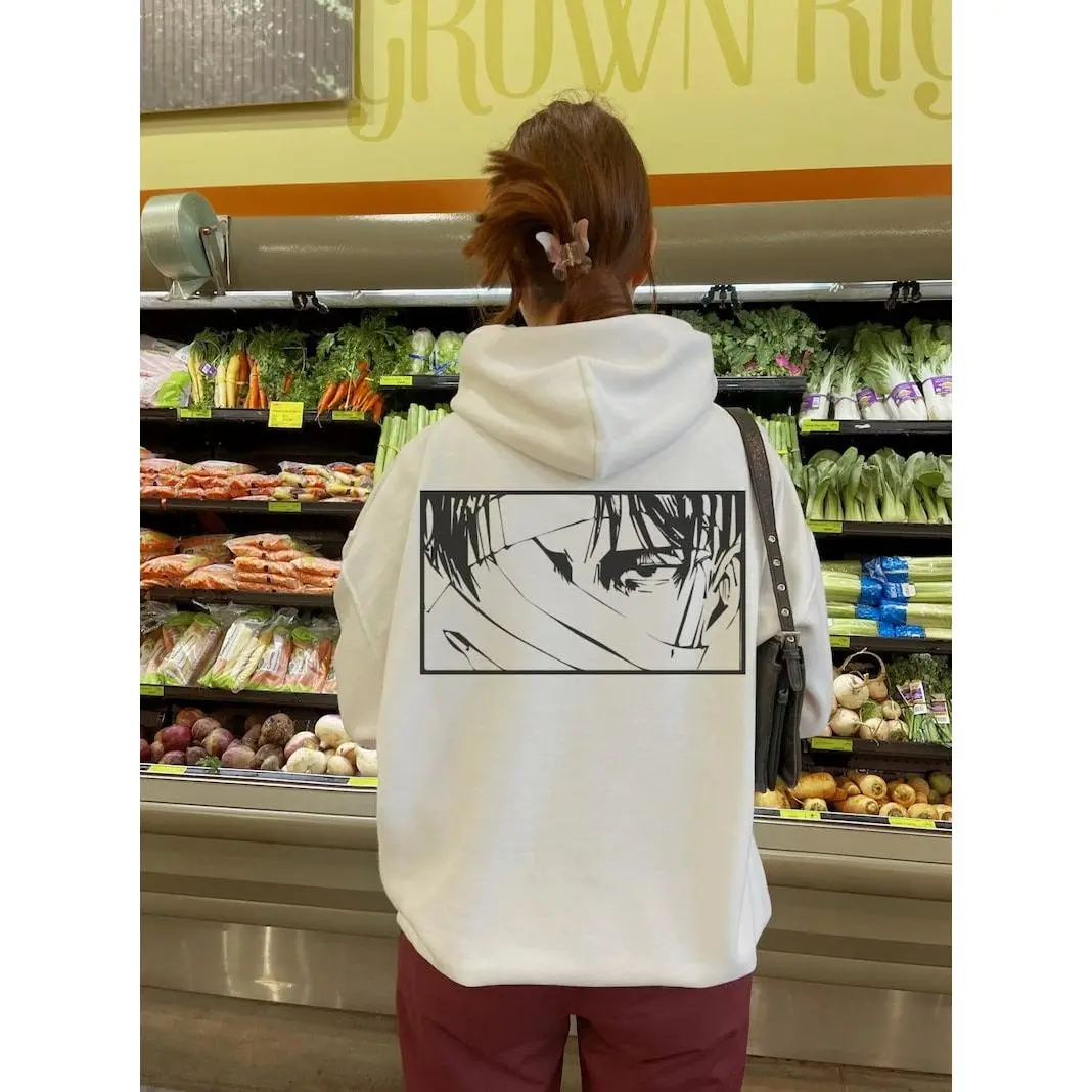 GIBSONstore Vintage Levi Ackerman Printed on Back Sweatshirt, Japanese Anime Manga Shirt, Anime Attack On Titan Hoodie, Anime Graphic Shirt, Anime Lovers Shirt, Anime Tee, Gift for Anime Manga Fan