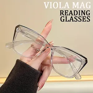 Rectangular transparent spring leg reading glasses - anti blue light women's reading glasses - suitable for reading books, mobile phones, office work, gift giving, and reading glasses - the best choice for reading reading glasses Reading Eyeglasses