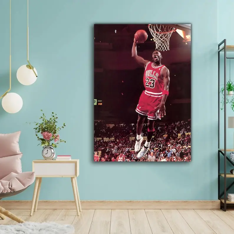 [Unframed] Michael Jordan Dunk Poster Chicago Bulls Classic NBA Wall Art Print