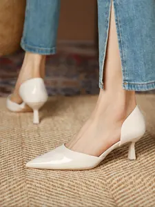 Women's Stiletto High Heel Elegant Pointed Toe PU Leather Shoes Slingback Pumps, Sexy Fashion Daily Commute Wedding Party Office Wear, Spring & Fall Medium Width, Classy Stiletto Heels