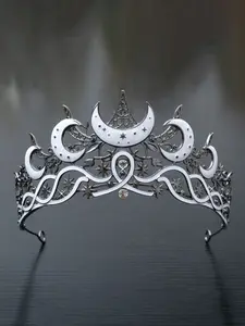 Unisex Crown Headpiece Hair Accessory, Moon Star Rhinestone Tiara, Performance Costume Jewelry, Universal Decoration for Men and Women