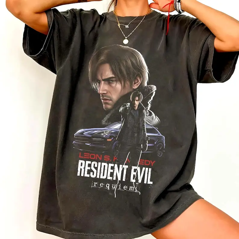 Resident Evil Requiem Leon Kennedy Shirt, Survival Horror Game Graphic Tee